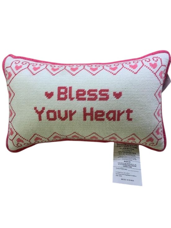 cupcakes & cashmere Other - Pillow "Bless Your Heart" Needlepoint Pillow NWT